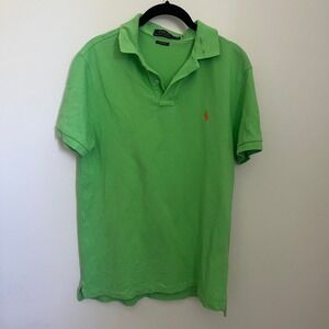 Polo Ralph Lauren Mens Slim Fit Polo size Medium Shirt Lime Green Orange Pony M